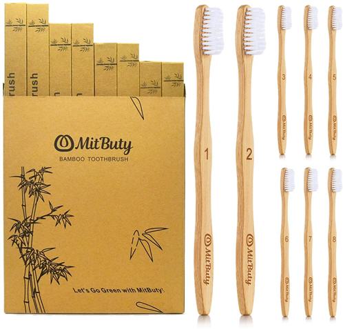 8 Cepillos de dientes de madera de bambú