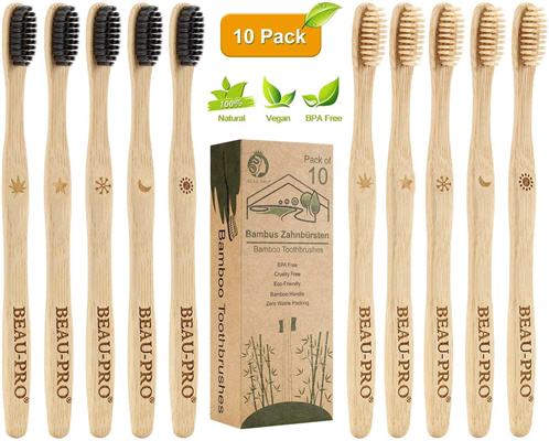Paquete 10 cepillos de dientes de bambú