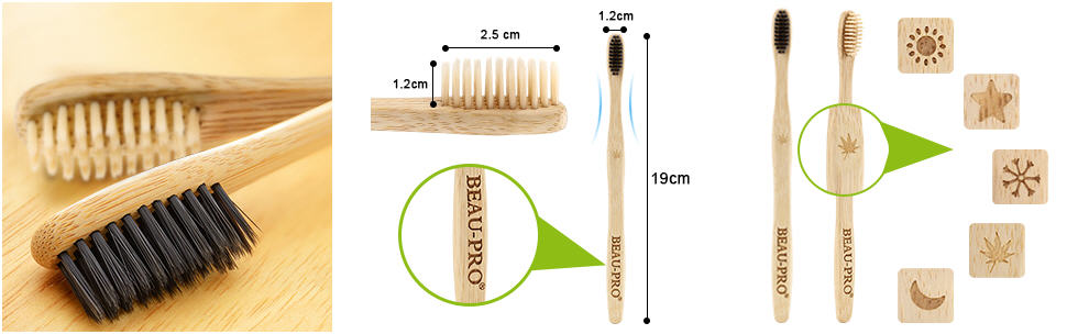 Paquete 10 Cepillos de dientes de bambú